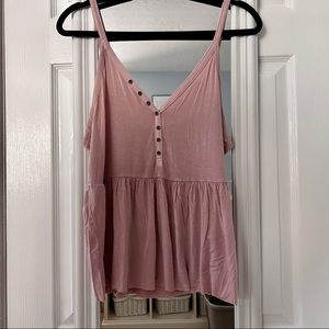 American Eagle | AEO Pink Henley Tank Top | L